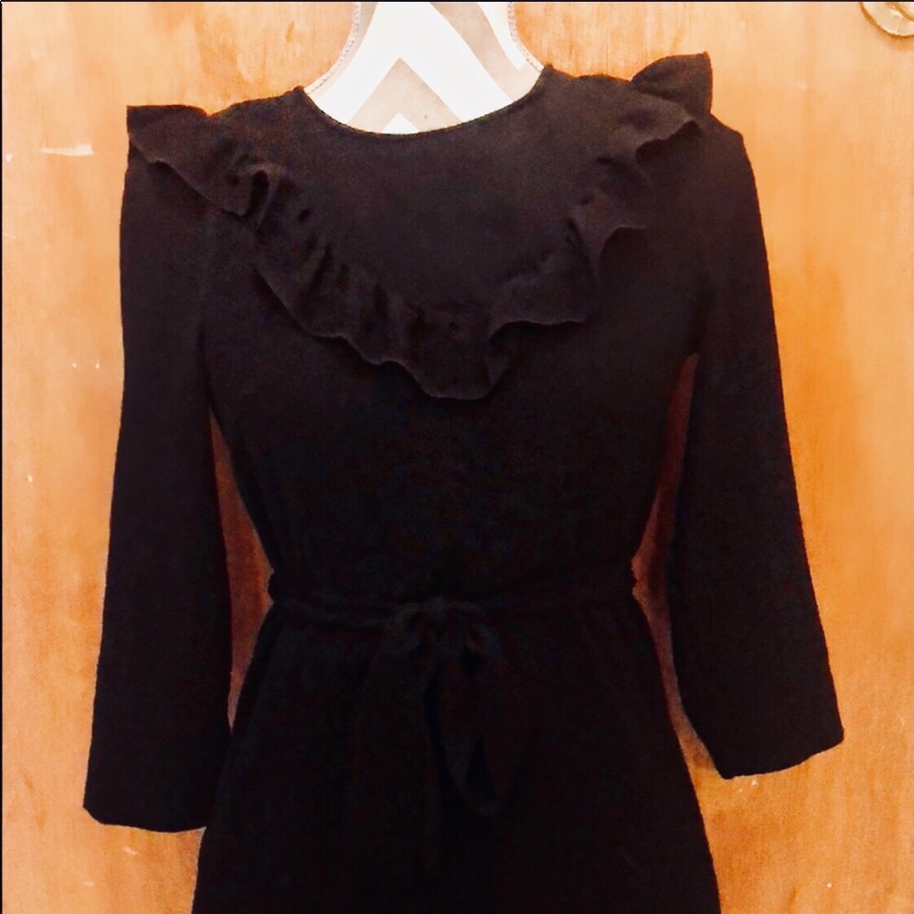 NWOT Black ruffle dress with belt from H&M work